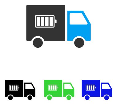 Pil teslimat kamyonu düz vektör simgesi