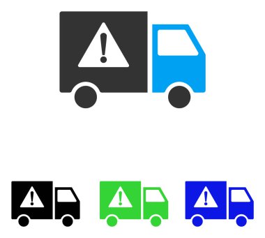 Tehlike taşıma kamyonu düz vektör simgesi