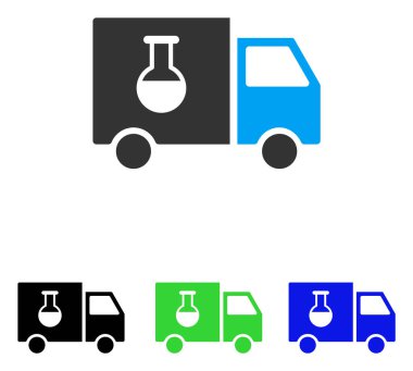 Kimyasal teslimat kamyonu düz vektör simgesi