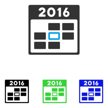 2016 takvim gün düz vektör simgesi