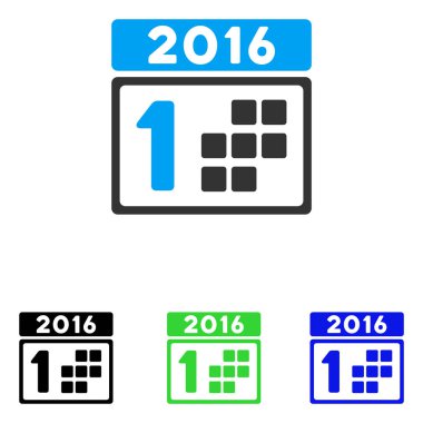 2016 gün düz vektör simgesi