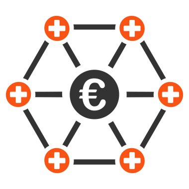 Euro tıbbi ağ düz simgesi