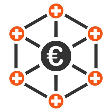 Euro tıbbi ağ düz simgesi