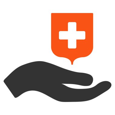 El teklif tıbbi kalkan düz simgesi