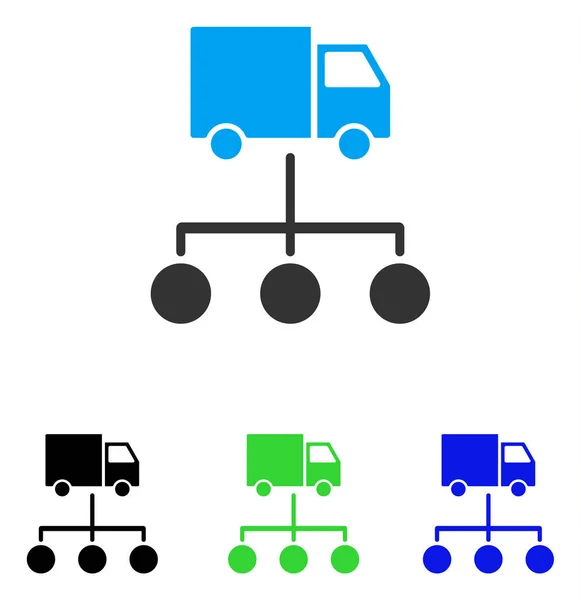 Vrachtwagen distributie Links platte Vector pictogram — Stockvector