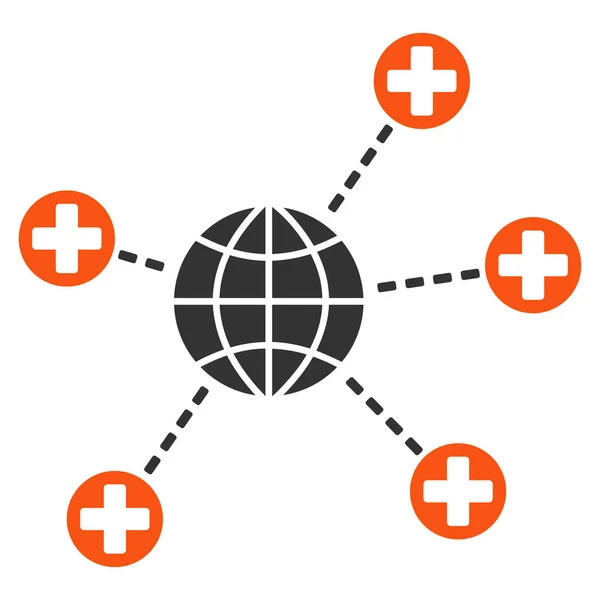 Wereldwijde medische Links plat pictogram — Stockvector