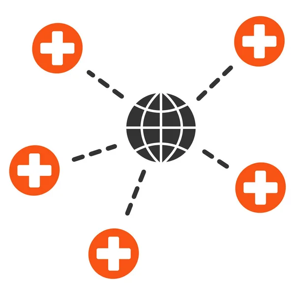 Mondiale medische verhoudingen platte pictogram — Stockvector
