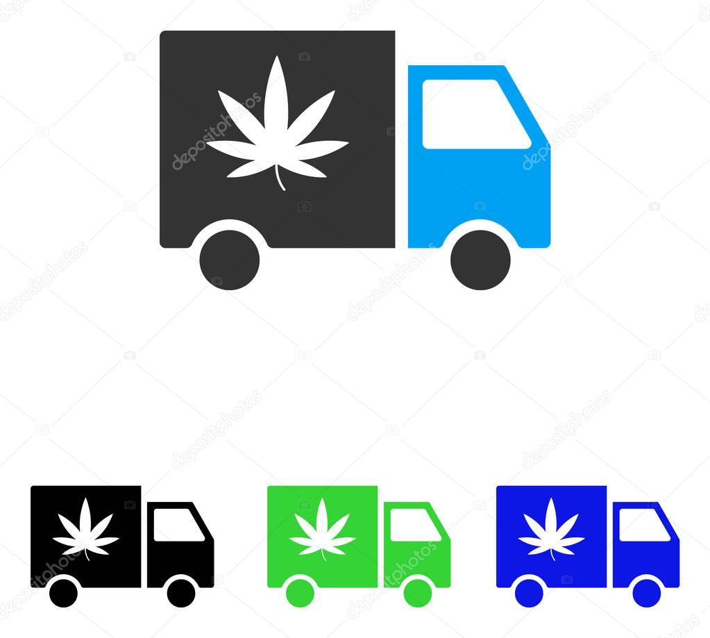 Cannabis Delivery Van Flat Vector Icon