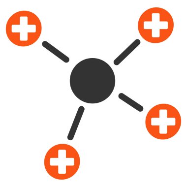 Tıp bağlantılar düz simgesi