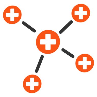 Tıp bağlantılar düz simgesi