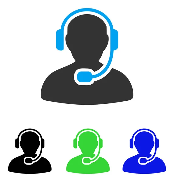 Call Center werknemers platte pictogram — Stockvector