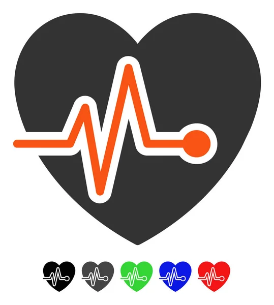 Pouls cardiaque Icône plate — Image vectorielle