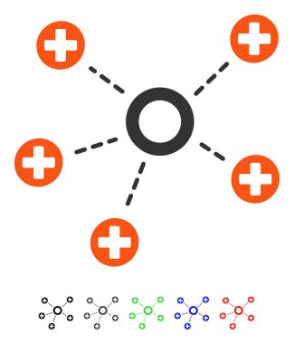 Tıbbi bağlantıları düz simgesi