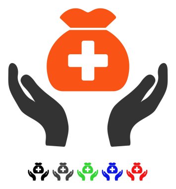 Sağlık fonu bakım el düz simgesi