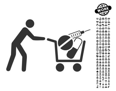 İnsanlar Bonus ile tıbbi alışveriş simgesi