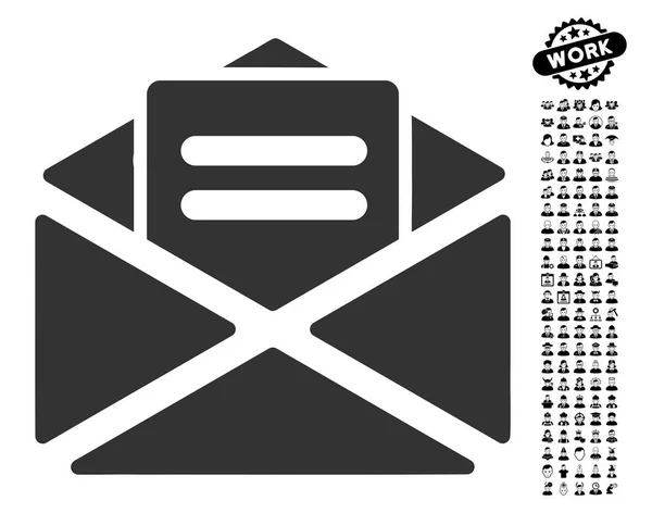 Icono de correo abierto con bono de personas — Archivo Imágenes Vectoriales