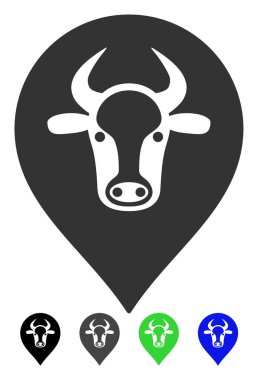 İnek harita işaretçi düz simgesi