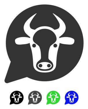 İnek ileti balon düz simgesi