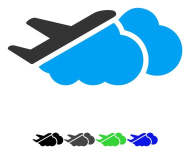 Bulutların Üzerindeki Uçak Düz Simge