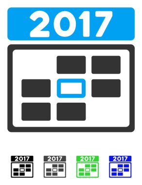 2017 takvim hafta gün düz simgesini