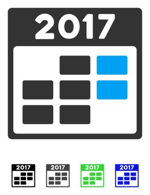 2017 takvim hafta düz simgesini