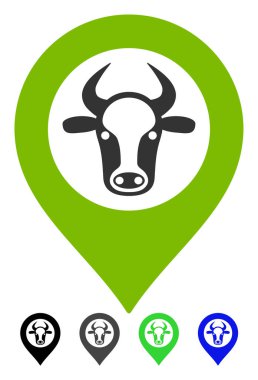 İnek harita işaretleyici düz simgesi