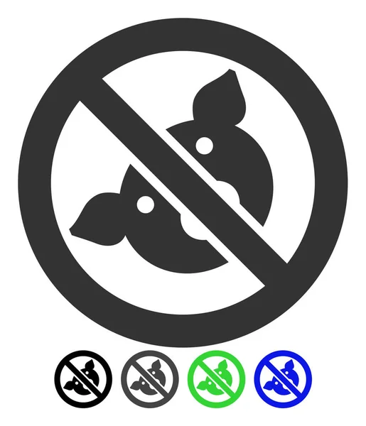 Banned Pig Icono plano — Vector de stock