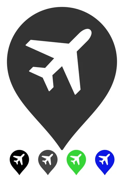 Port lotniczy Marker ikona płaski — Wektor stockowy