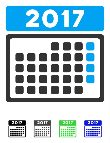 2017 månad sida platt kalenderikonen — Stock vektor