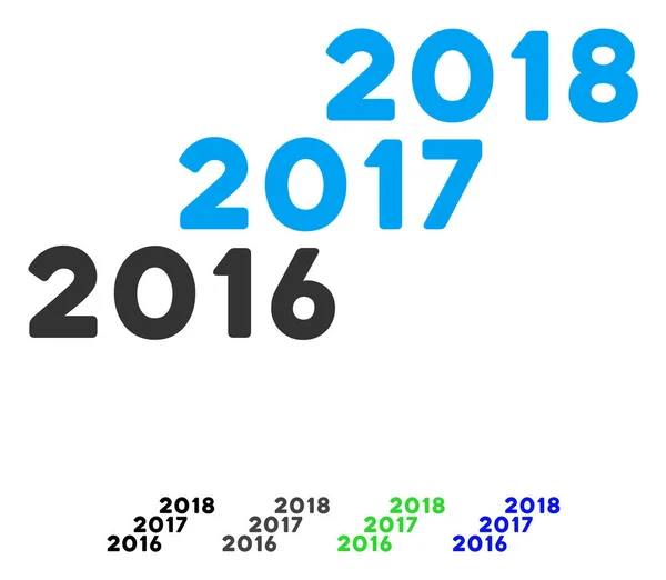 Vanaf 2016 tot 2018 vlakke niveaus pictogram — Stockvector