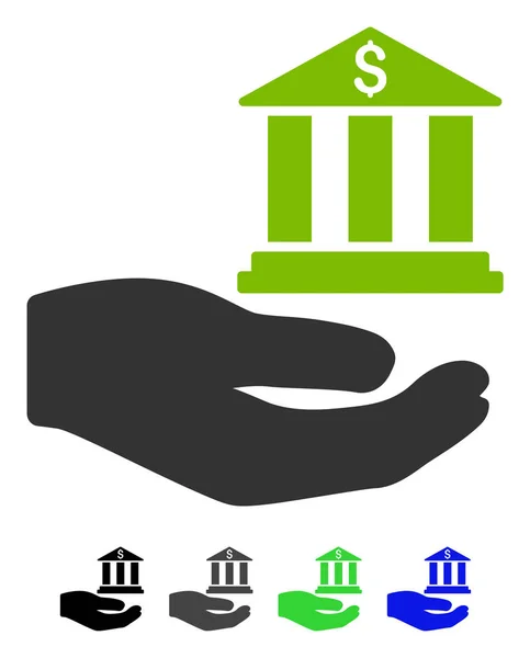 Bank Service Hand Flat Icon — Stock Vector