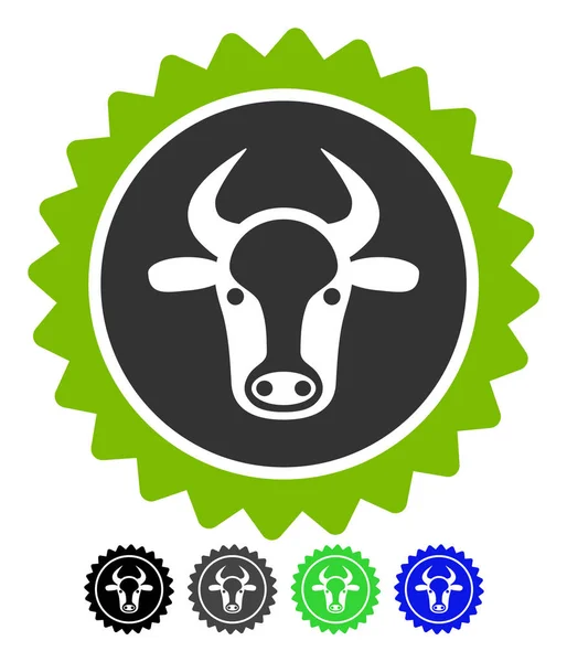 Beef Certificate Seal Flat Icon — Stock Vector