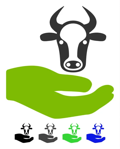 Cow Care Hand Flat Icon — Stock Vector