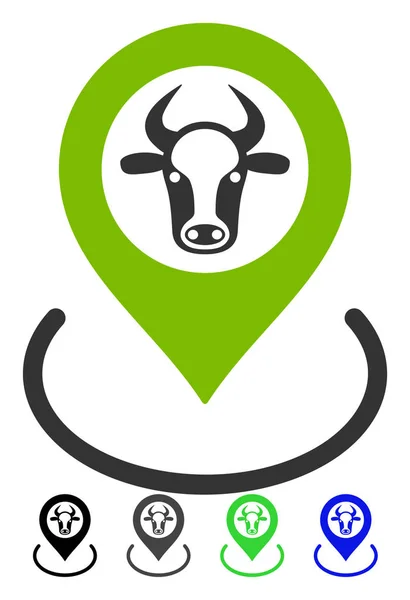 Cow Location Flat Icon — Stock Vector