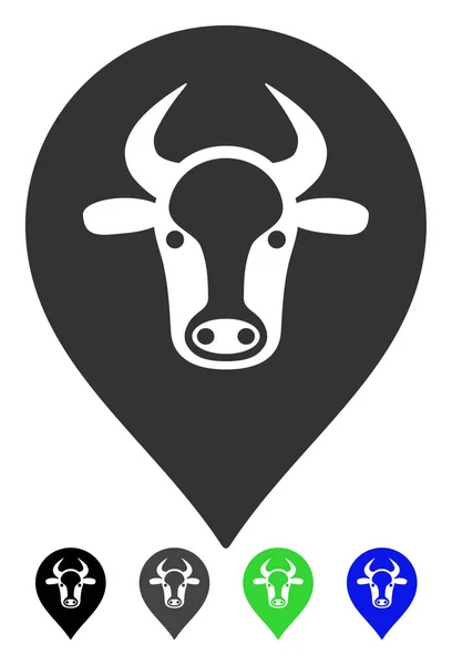 Cow Map Pointer Flat Icon — Stock Vector