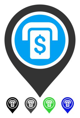 ATM harita işaretleyici düz simgesi