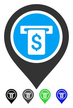 ATM Terminal işaretçi düz simgesi