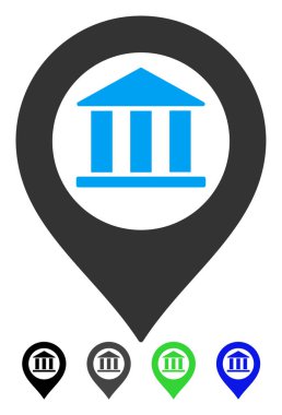 Banka Binası işaretçi düz simgesi