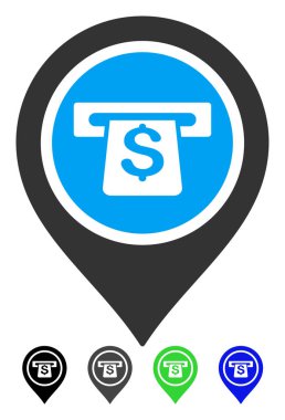 Bankacılık makine işaretçi düz simgesi