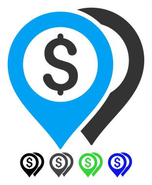 Doları banka işaretleri düz simgesi