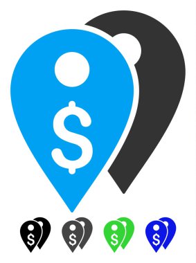 Doları banka işaretleri düz simgesi