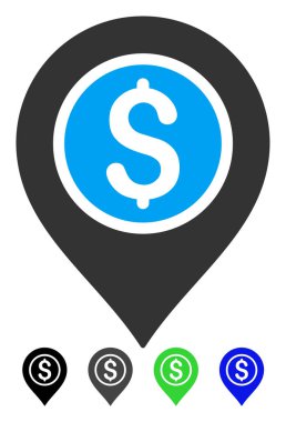 Doları banka işaretçi düz simgesi