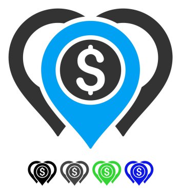 Doları harita işaretleri düz simgesi