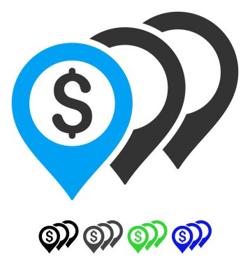 Doları harita işaretçiler düz simgesi