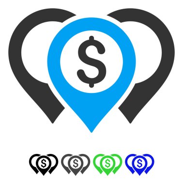 Doları harita işaretçiler düz simgesi