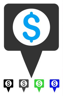 Para harita işaretleyici düz simgesi