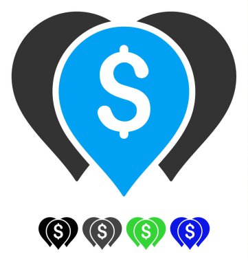 Para harita işaretleri düz simgesi