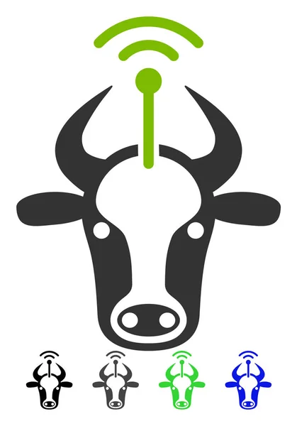 Cow Radio Transmitter Flat Icon — Stock Vector