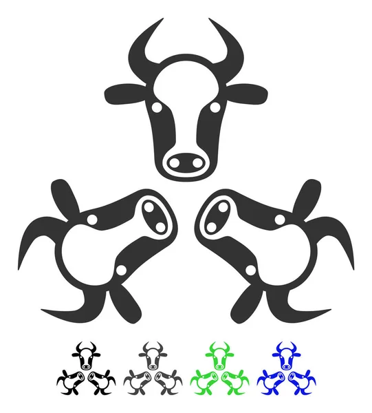Cow Trinity Flat ikonen — Stock vektor