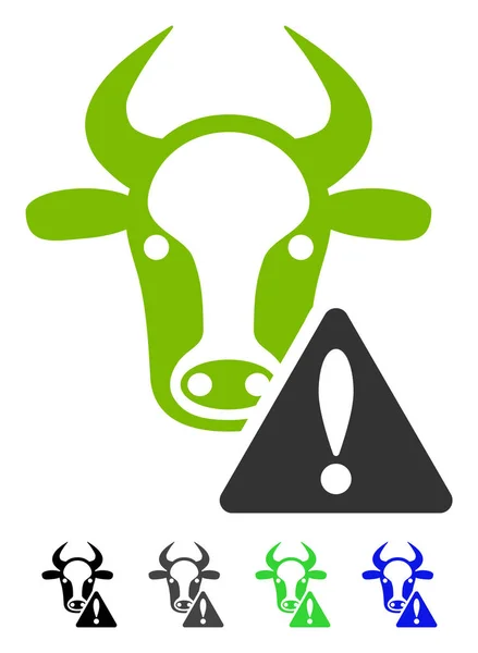 Cow Warning Flat Icon — Stock Vector